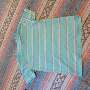 Striped Kids Shirt - Green and White